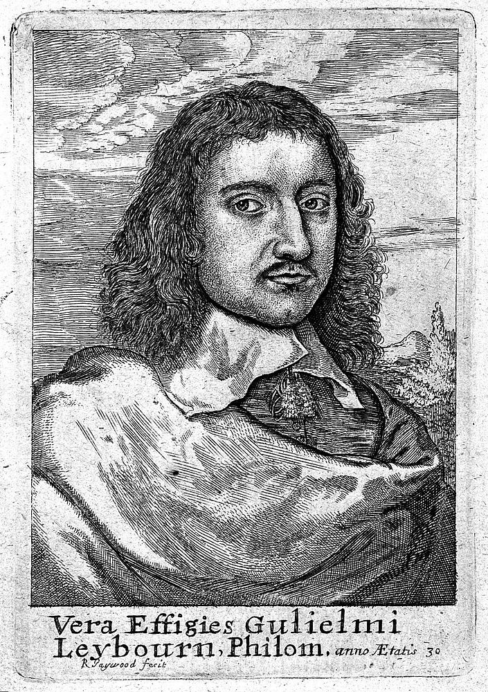 William Leybourn. Etching by R. Gaywood, 1657.