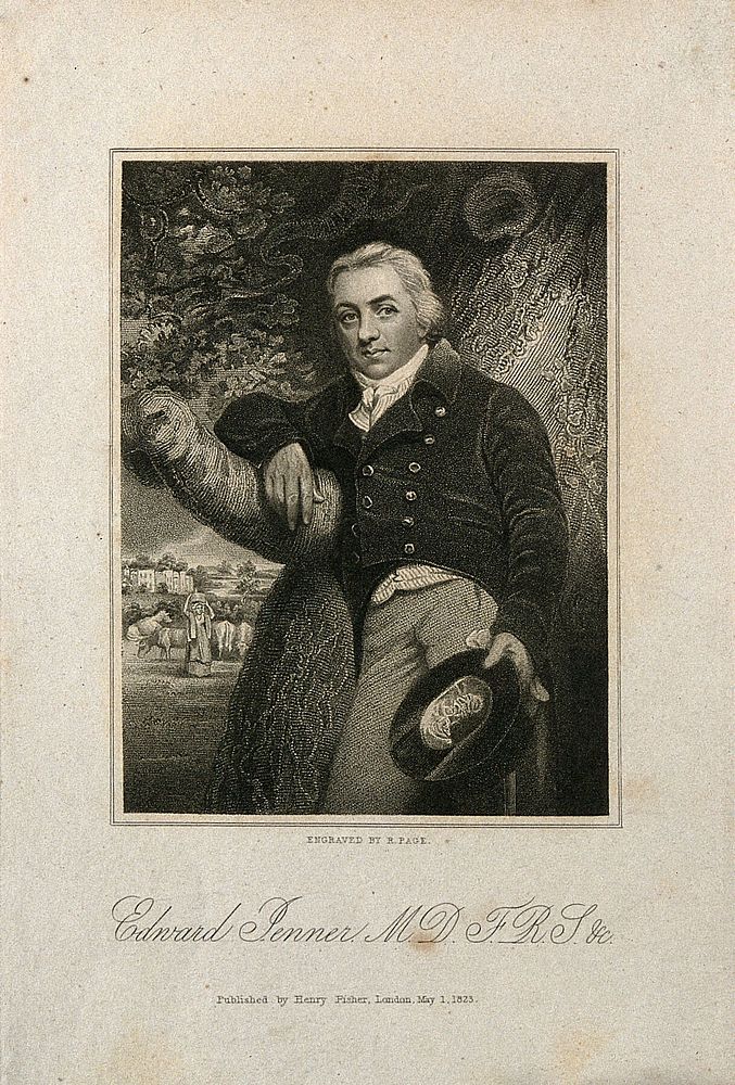 Edward Jenner. Stipple engraving by R. Page, 1823, after J. R. Smith, 1800.