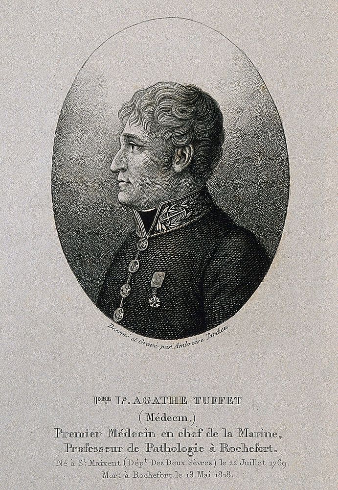 Pierre Louis Agathe Tuffet. Stipple engraving by A. Tardieu after himself.