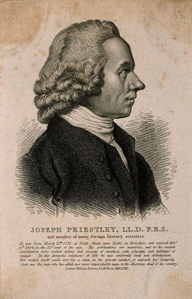 Joseph Priestley. Stipple engraving, 1822.
