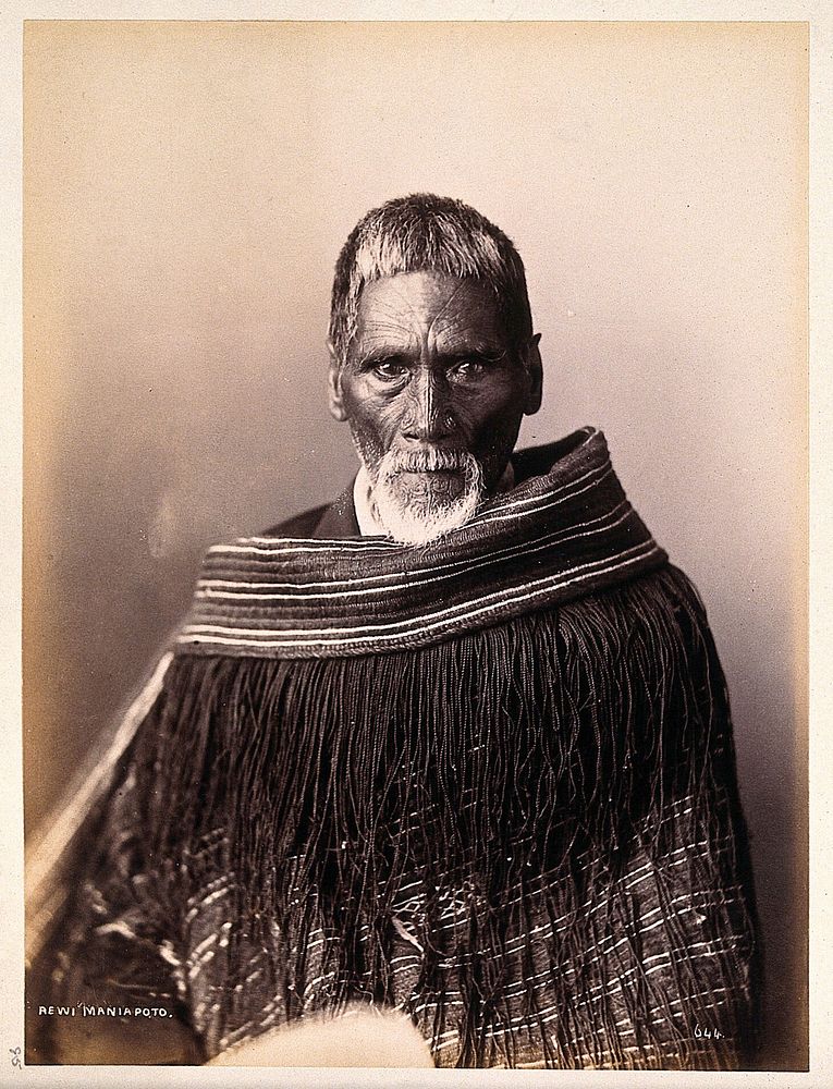 New Zealand: Rewi Maniapoto, a Maori chief. Albumen print.