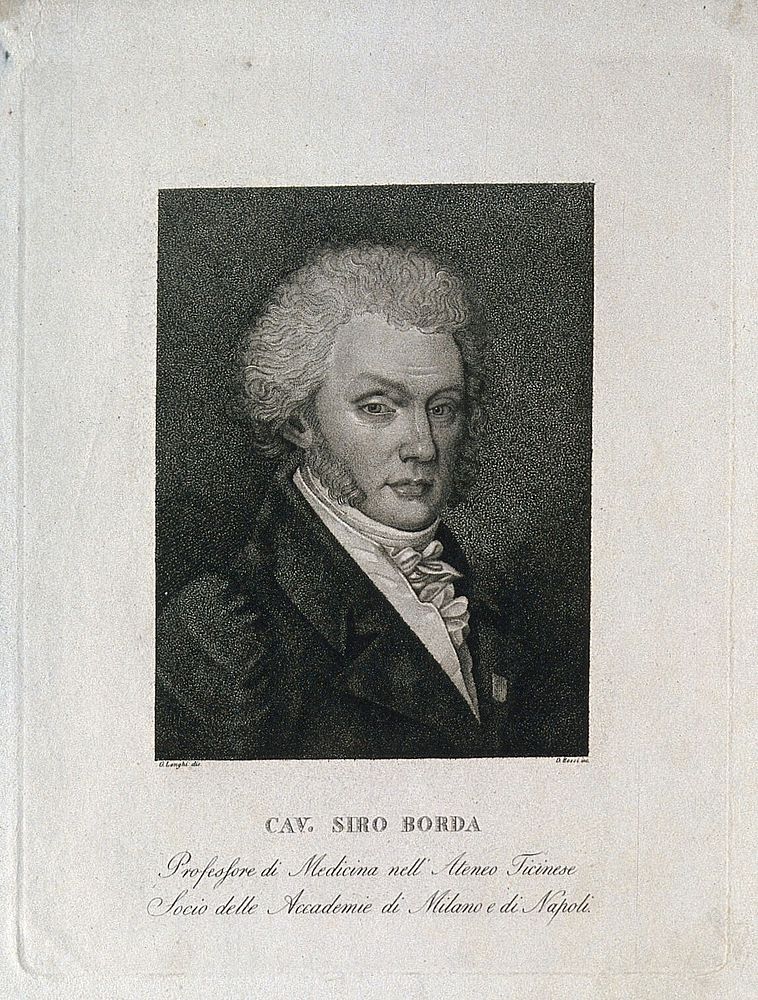 Siro Borda. Stipple engraving by D. Rossi after G. Longhi.