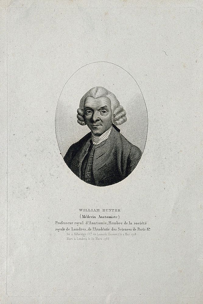 William Hunter. Stipple engraving by A. Tardieu after M. Chamberlin.