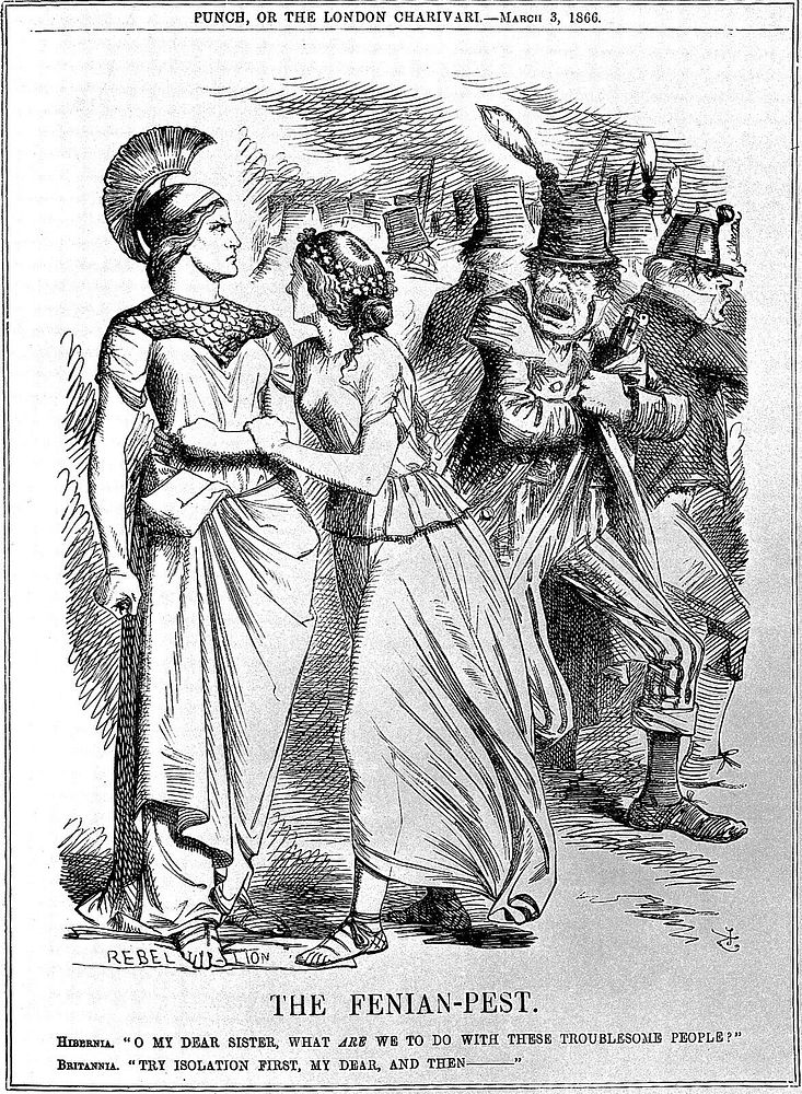 Satirical drawing: "fenian-pest". Punch, 1866