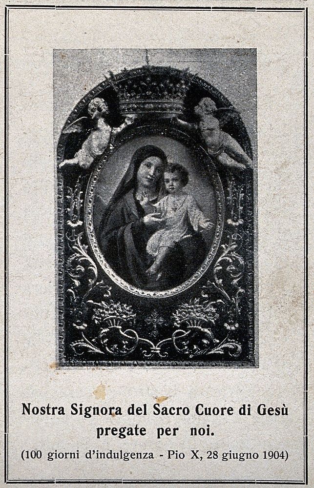 The Virgin of the Sacred Heart of Jesus in S. Maria Maggiore in Bologna. Process print.