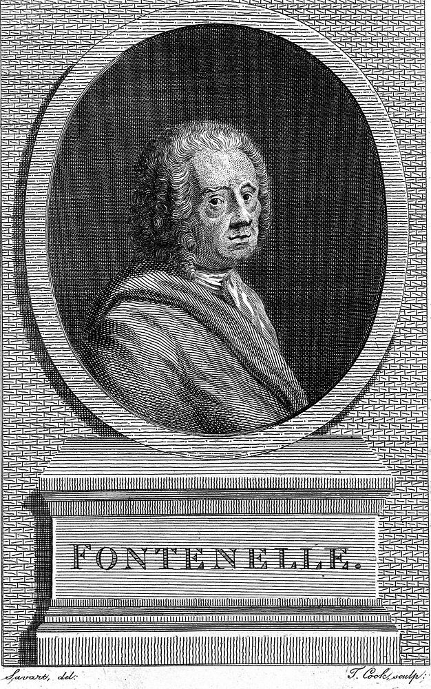 Bernard le Bovier de Fontanelle. Line engraving by T. Cook after P. Savart.