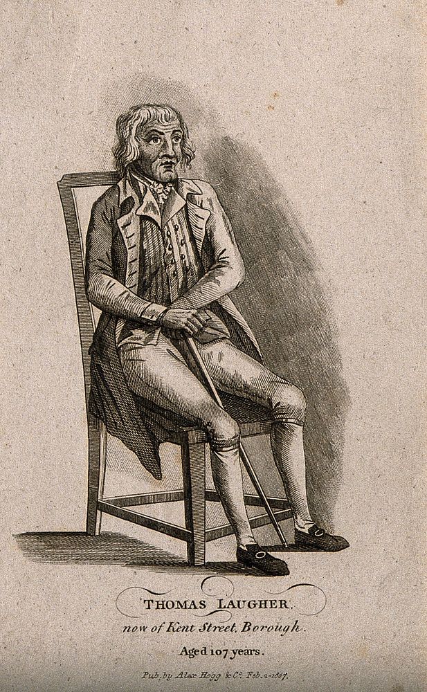 Thomas Laugher, known as Old Tommy, aged 107. Engraving, 1807.