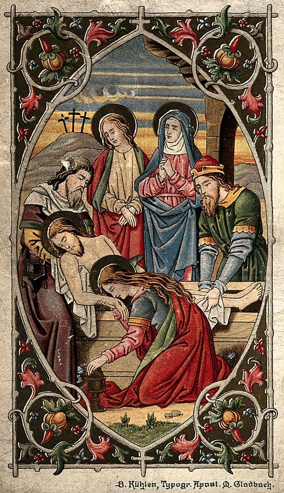 The Entombment of Christ. Colour lithograph.