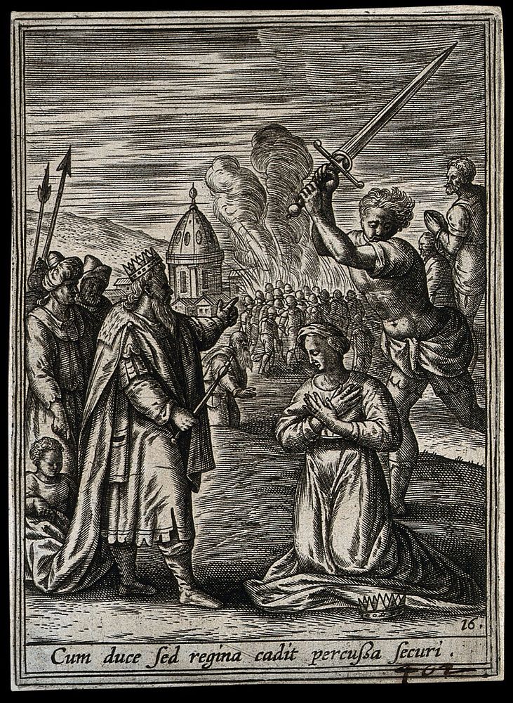 Martyrdom of Saint Catherine. Engraving by A. Wierix III.