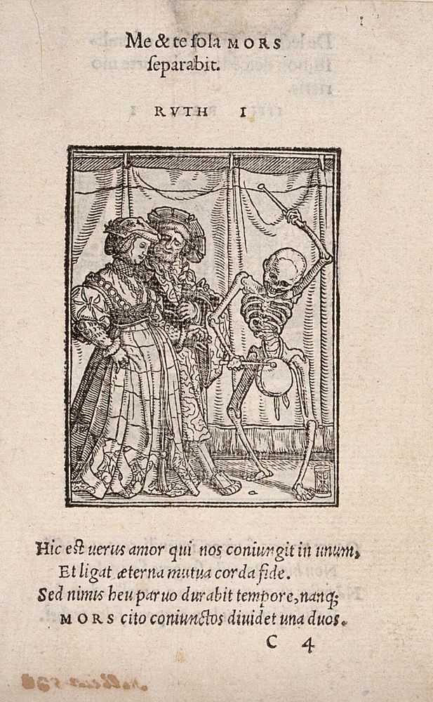 The dance of death: the lady. Woodcut by Hans Holbein the younger.
