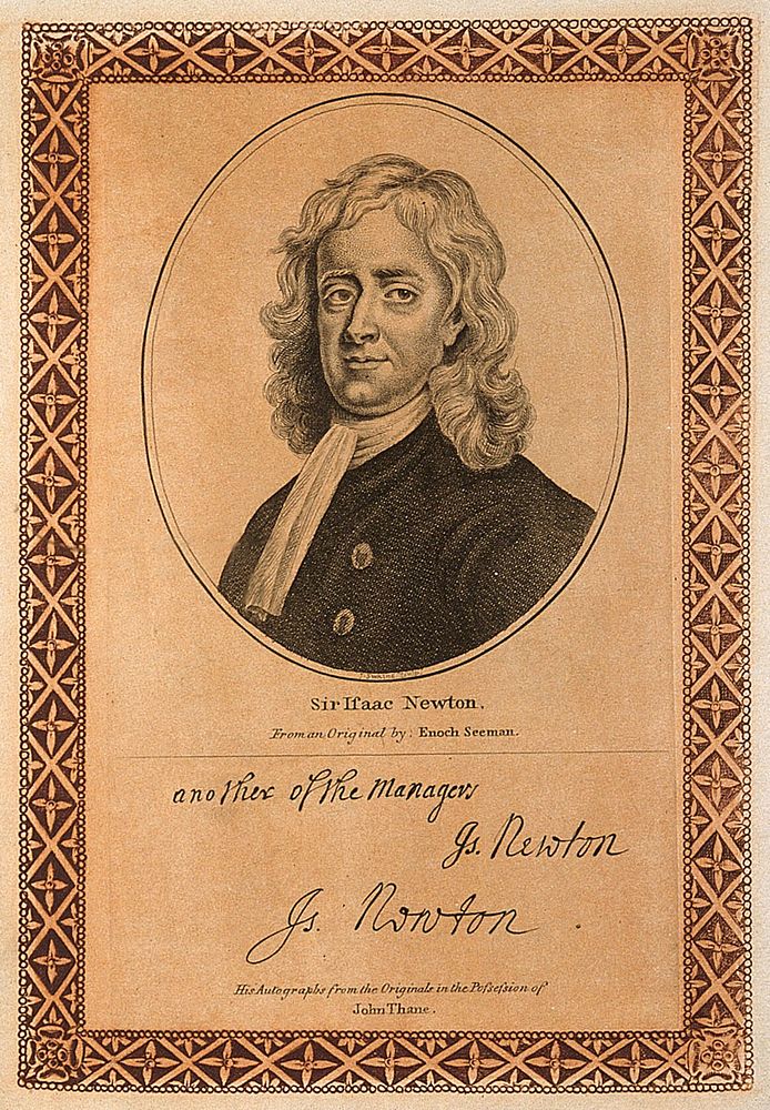 Sir Isaac Newton. Engraving by J. Swaine after E. Seeman, 1726.