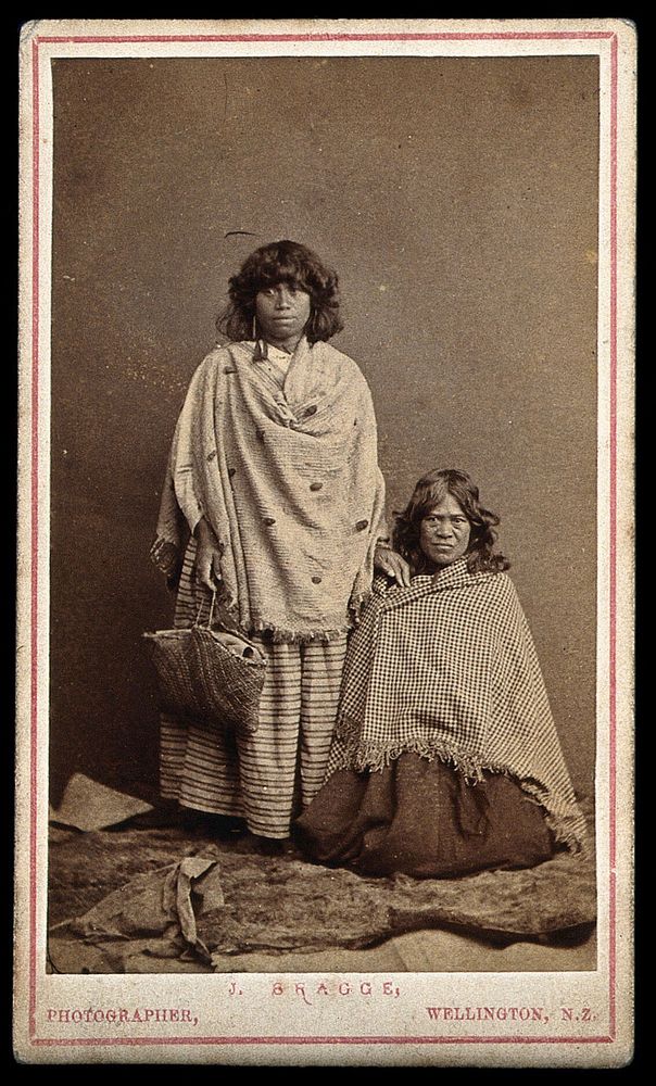 Two young Maori women. Photograph by J. Bragge, 18--.