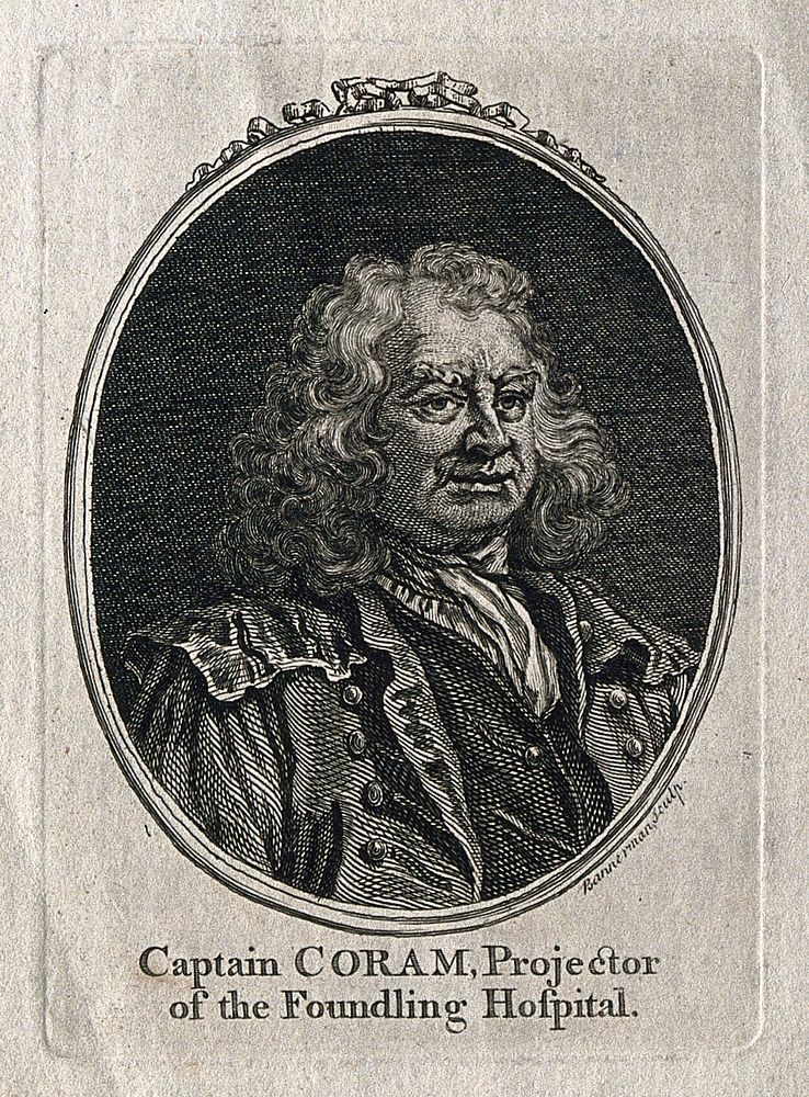 Thomas Coram. Line engraving by A. Bannerman after W. Hogarth.