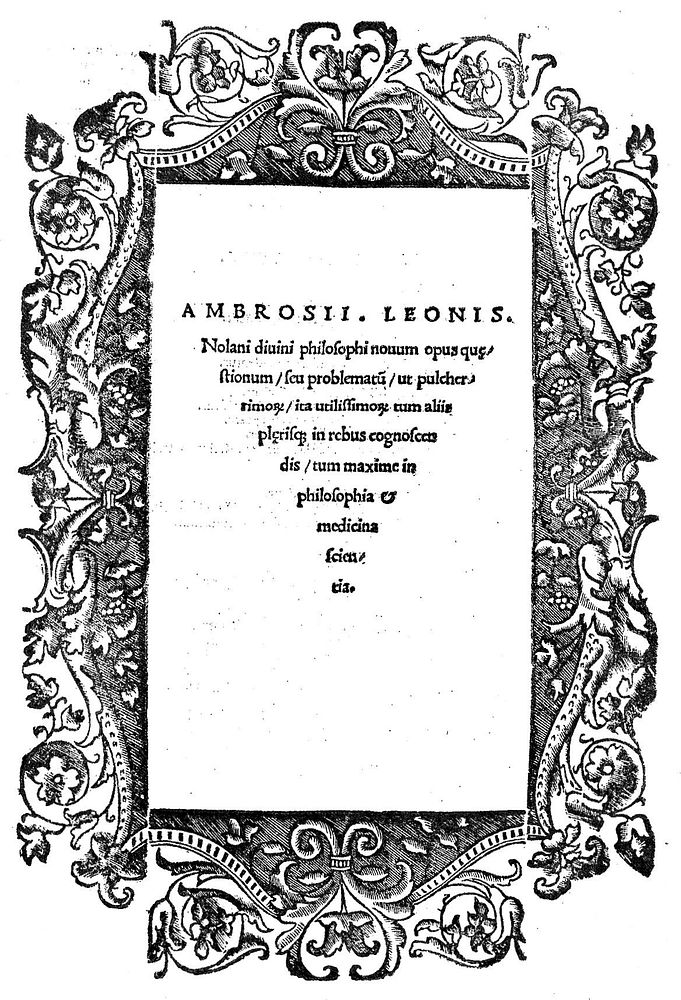 Ambrosii Leonis Nolani diuini philosophi Nouum opus quaestionum, seu problematum, ut pulcherrimorum, ita utilissimorum, tum…