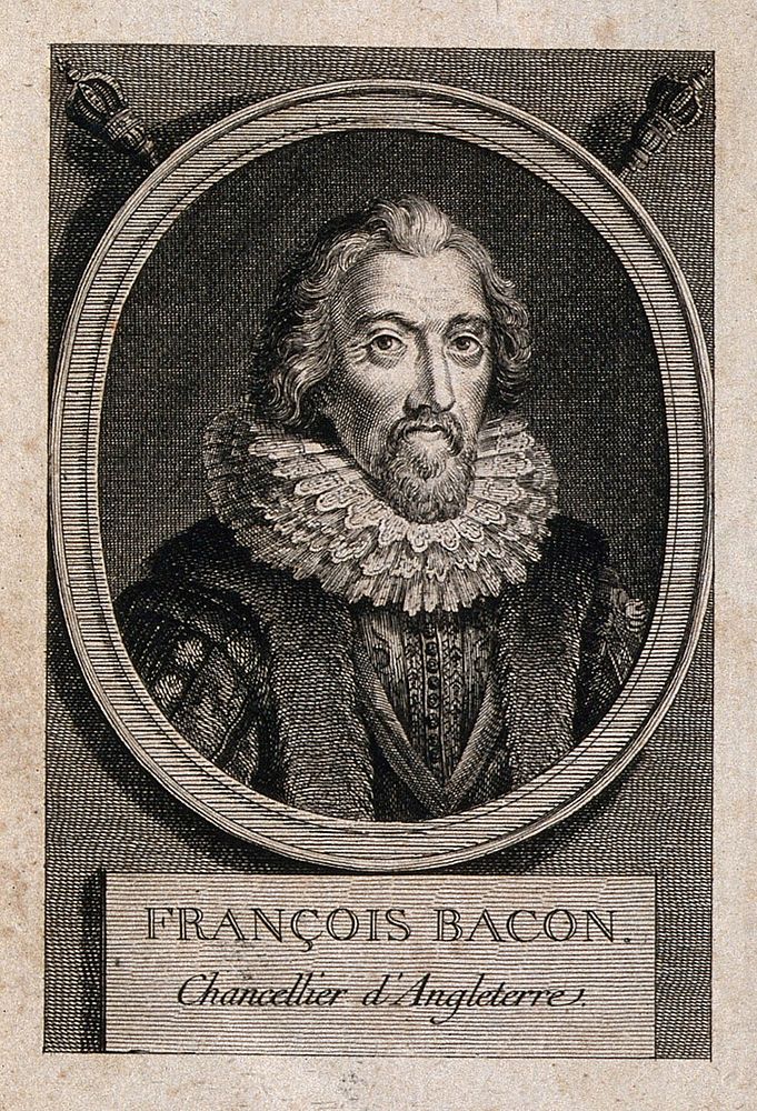 Francis Bacon, Viscount St Albans. Line engraving after S. van de Passe.