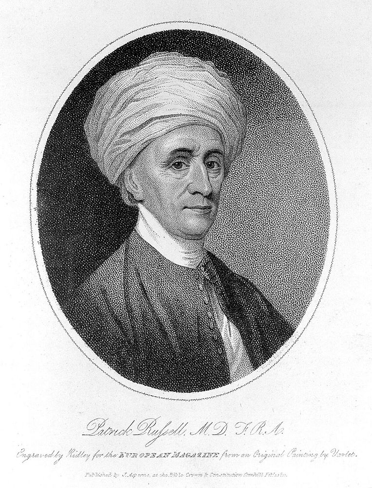 Patrick Russell. Stipple engraving by W. Ridley, 1811, after L. Vaslet.