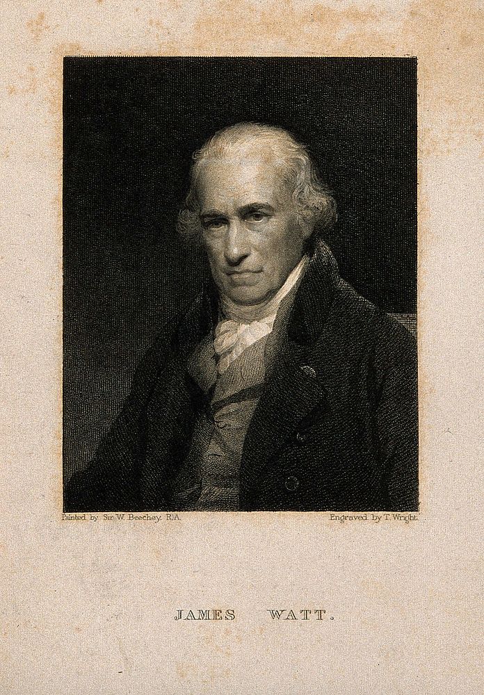 James Watt. Stipple engraving by T. Wright, 1830, after Sir W. Beechey.