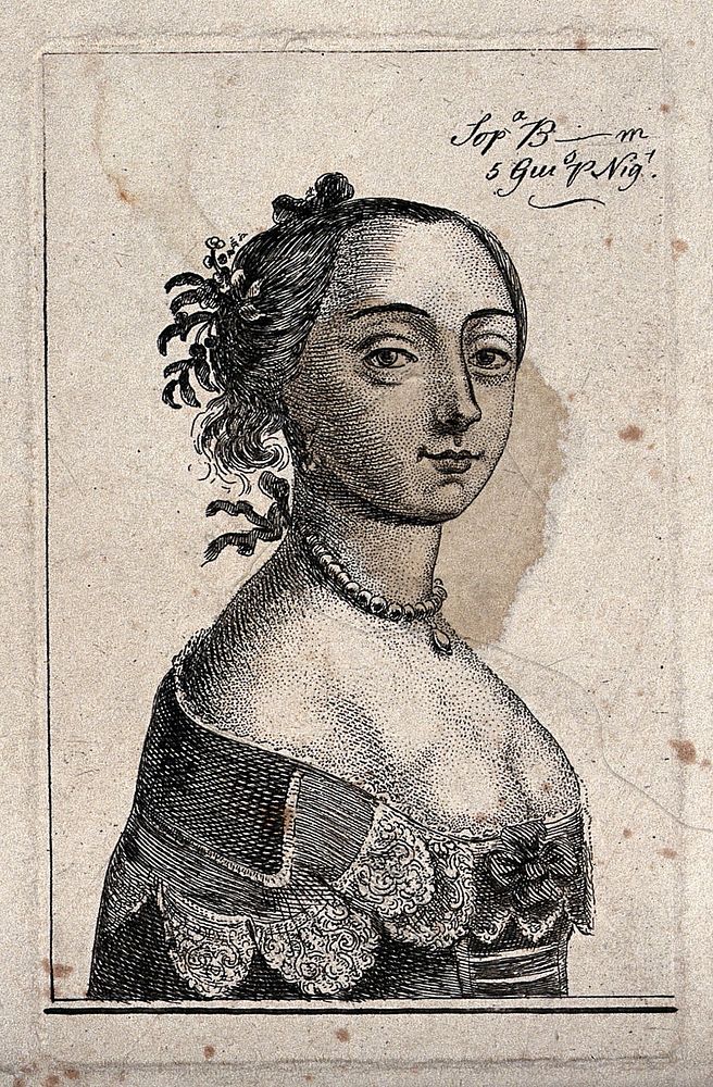 A prostitute with her name and charges. Etching by a follower of Wenceslaus Hollar, 180- .