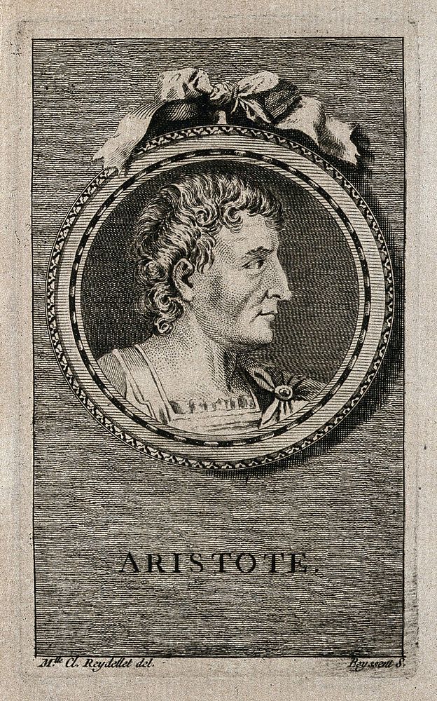 Aristotle. Line engraving by Beyssent after Mlle C. Reydellet.