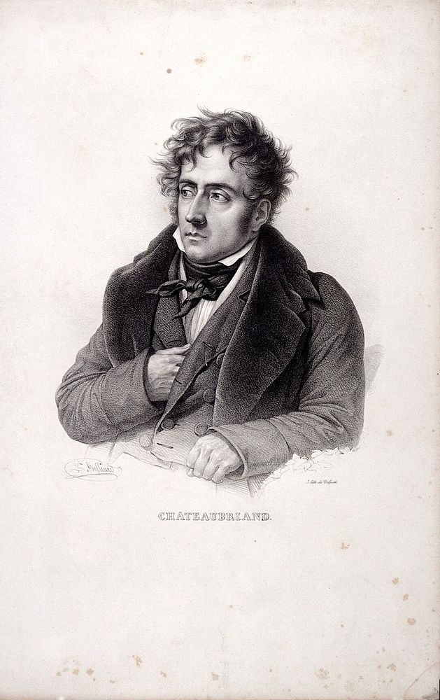 François-René, Vicomte de Chateaubriand (1768-1848). Lithograph by Zéphirin-Félix-Jean-Marius Belliard.