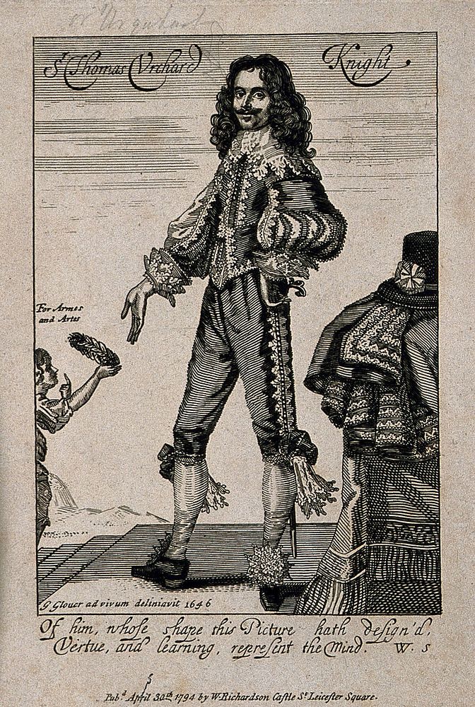 Sir Thomas Urquhart. Line engraving by W. Richardson, 1794, after G. Glover, 1646.