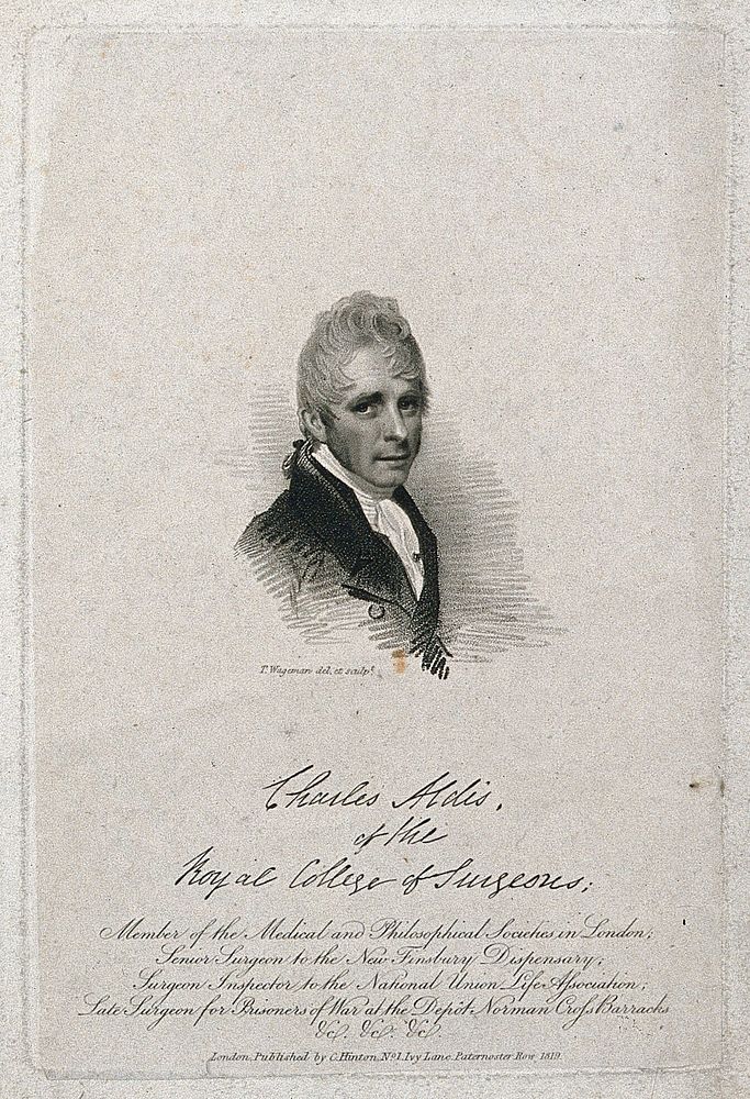 Sir Charles Aldis. Stipple engraving by T. Wageman after himself.