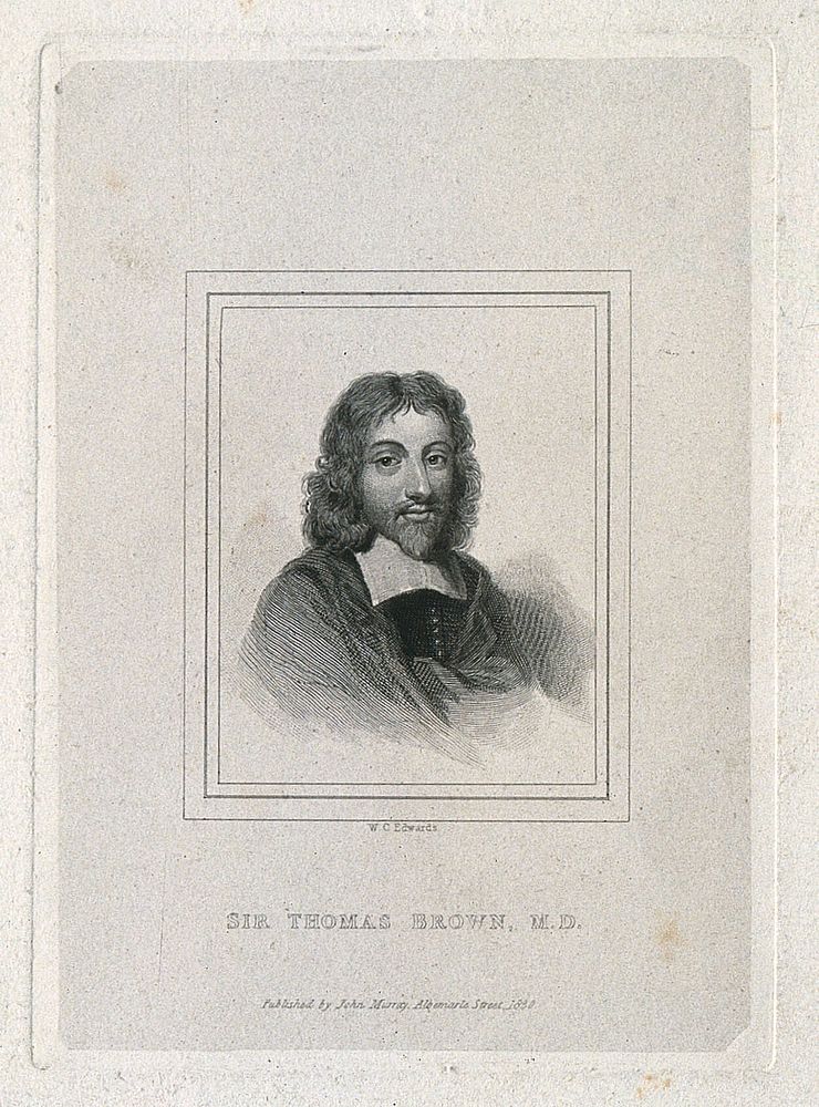 Sir Thomas Browne. Line engraving by W. C. Edwards, 1830.