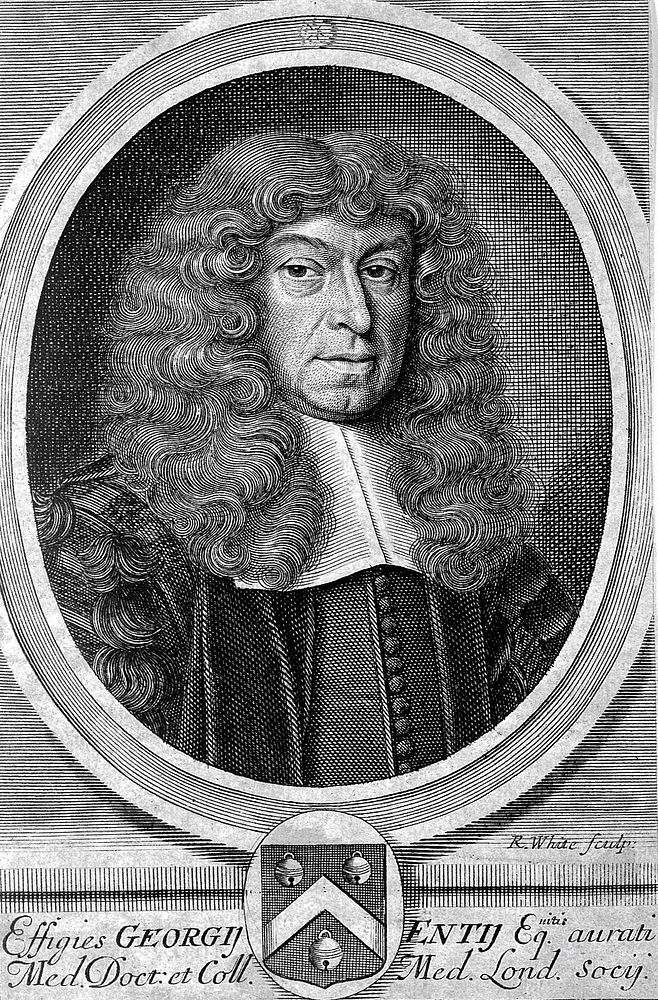 Sir George Ent. Line engraving by R. White, 1679.