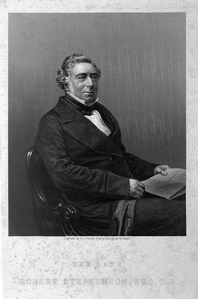 Robert Stephenson. Engraving by D. J. Pound, 1860, after J. Mayall.