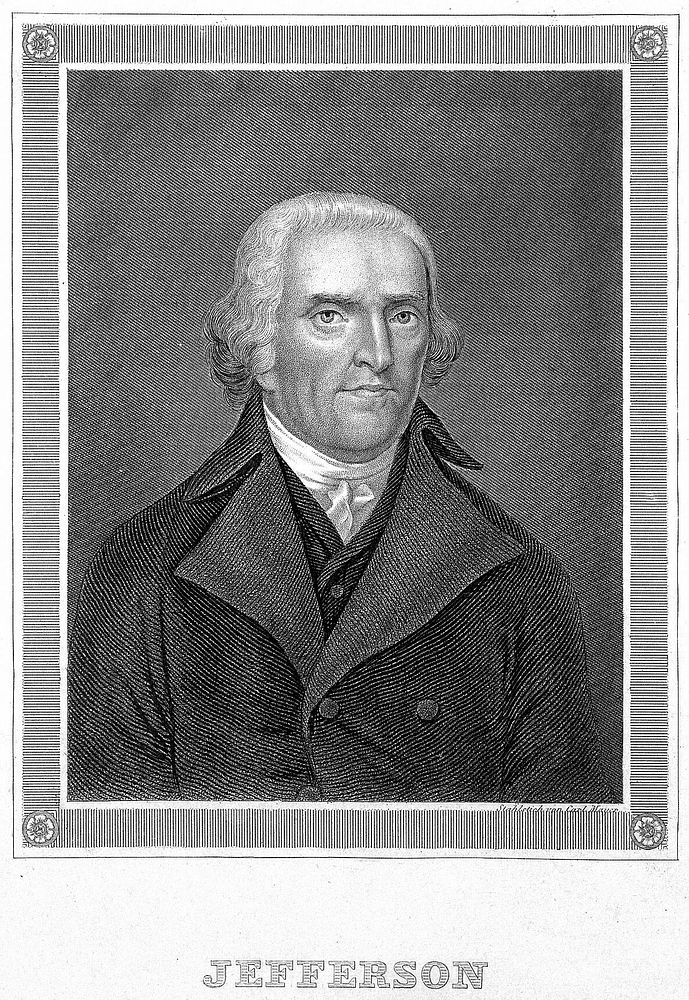 Thomas Jefferson. Line engraving by C. Mayer after G. Stuart.