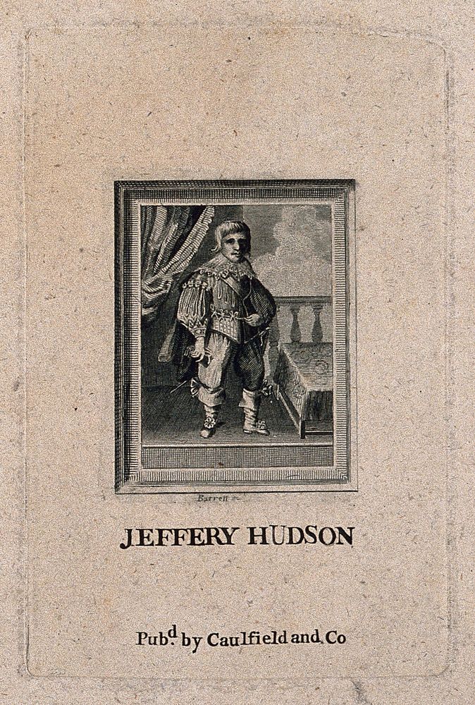Jeffery Hudson, a dwarf. Line engraving.