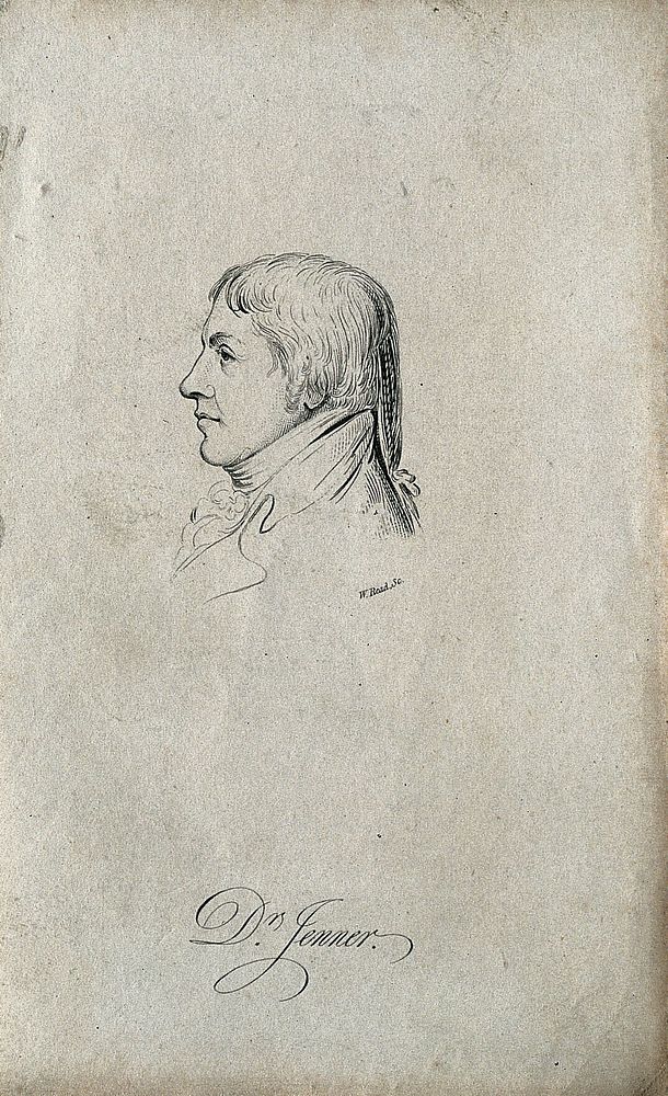Edward Jenner. Line engraving by W. Read.