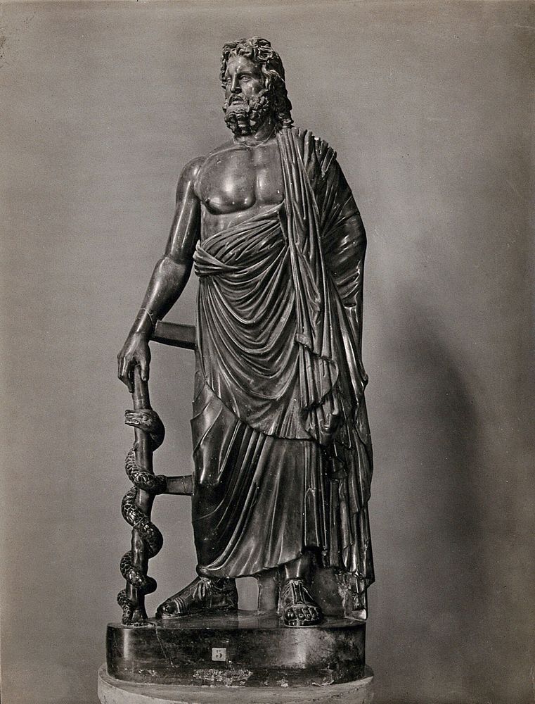Aesculapius: the Greek god of healing. Photograph by Alinari, 1900/1920 .
