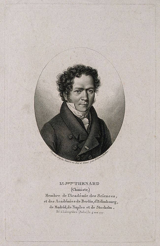 Louis-Jacques, Baron Thénard. Stipple engraving by A. Tardieu, 1824, after himself.