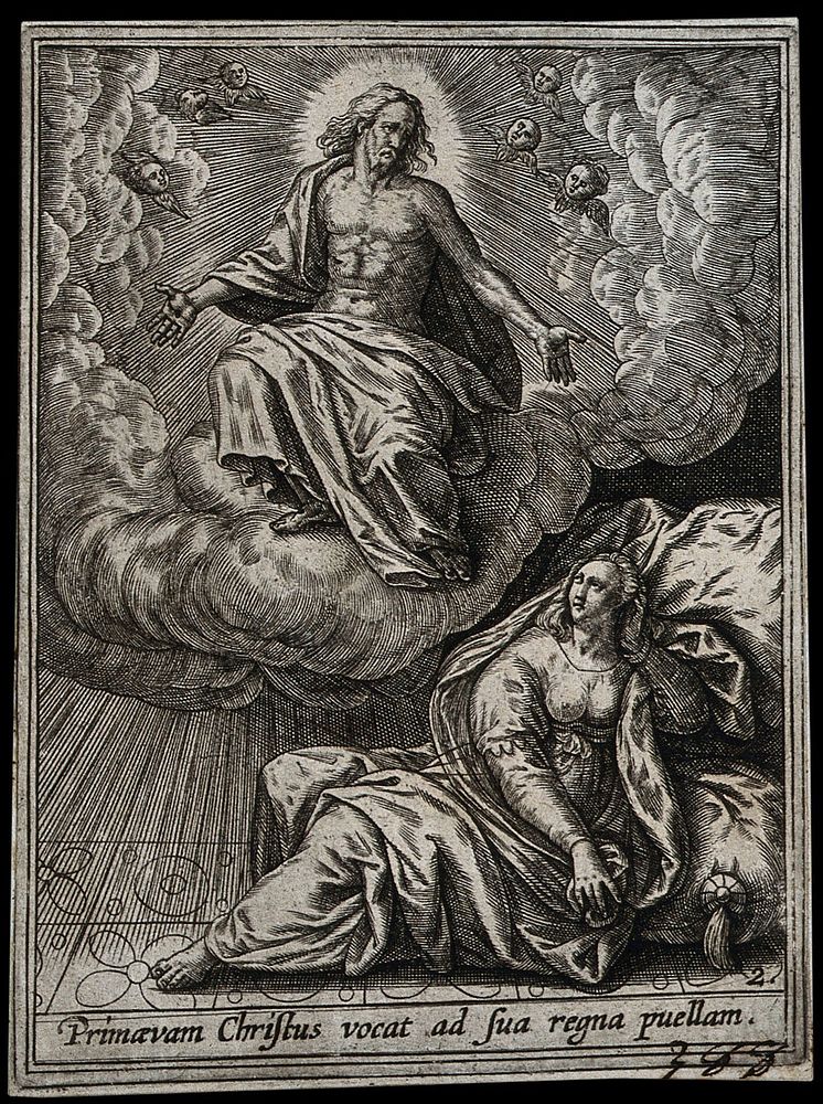 Saint Catherine. Engraving by A. Wierix III.