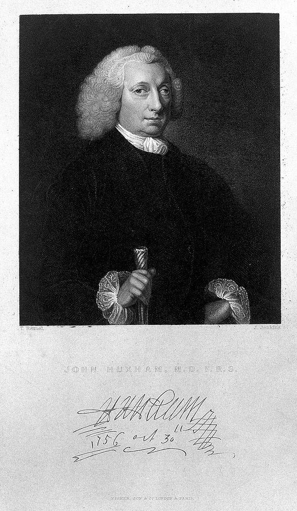 John Huxham. Stipple engraving by J. Jenkins after T. Rennell.