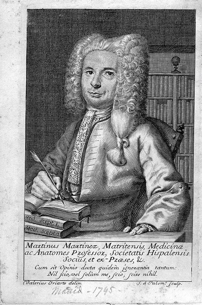 Martín Martinez, Professor of Medicine and Anatomy at Madrid. Engraving by J.B. Palomino after Valerio de Iriarte.