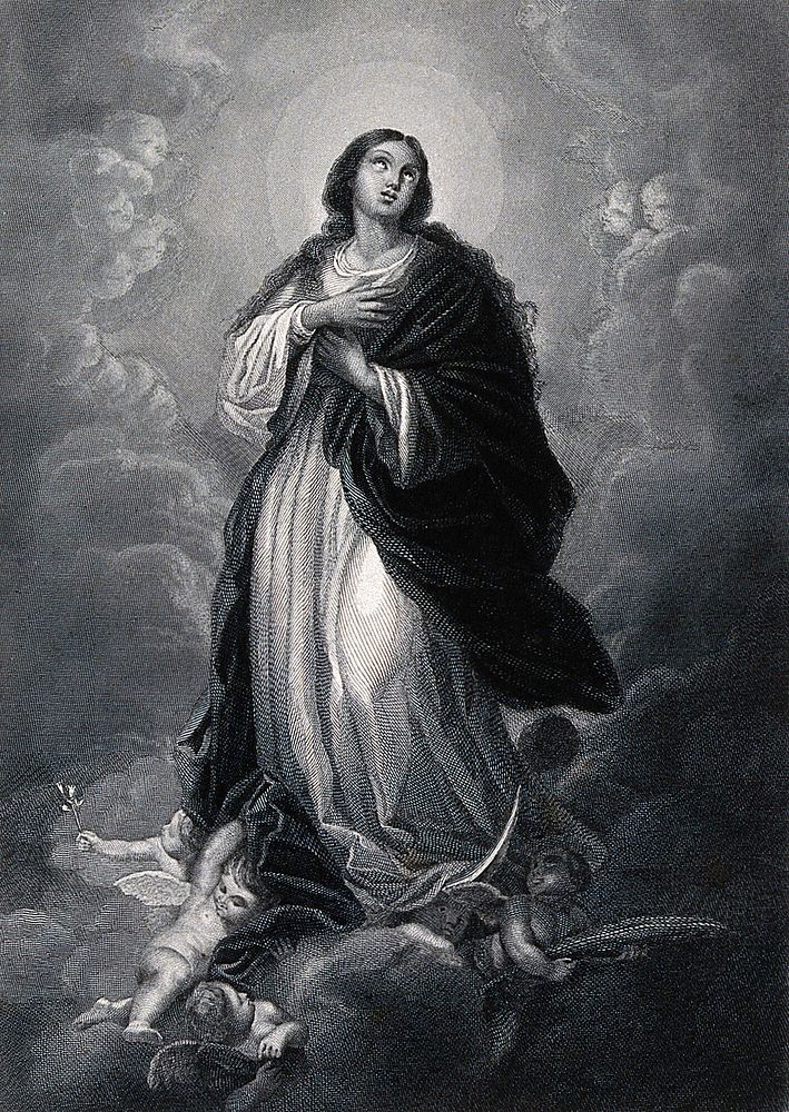 Saint Mary (the Blessed Virgin). Engraving by C.P.A. Carey after B.E. Murillo.