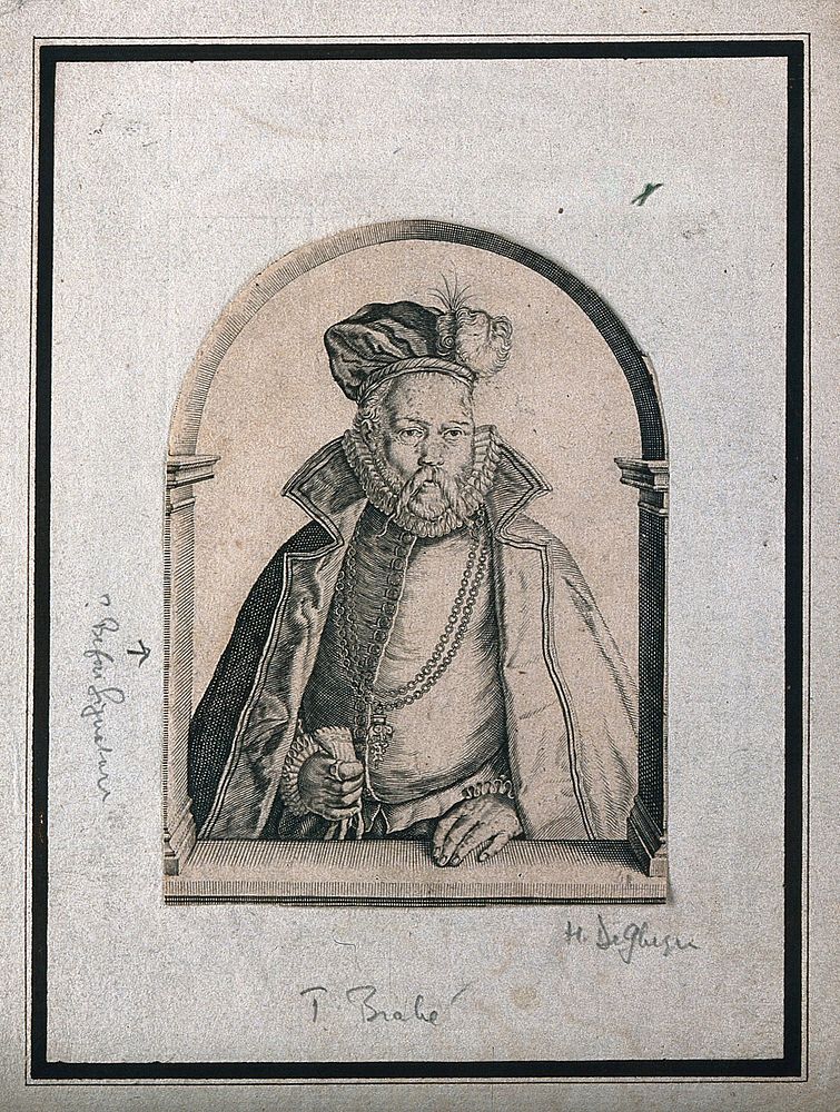 Tycho Brahe. Line engraving after T. Gemperlin, 1586.