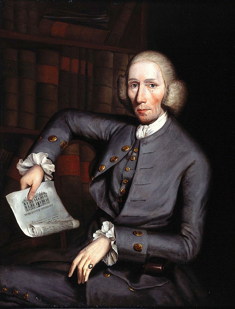 William Russell (1718-1801), surgeon to the Worcester Infirmary. Oil painting by Stephen Hewson.