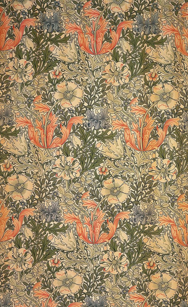 registered as wallpaper and textile; 27 February 1896; block-printed at Merton Abbey from wallpaper blocks; repeat53-¼ x 26½…
