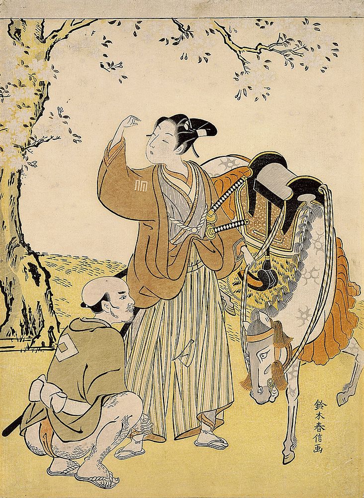 Young Samurai Viewing Cherry Blossoms as a Mitate of Prince Kaoru. Original from the Minneapolis Institute of Art.