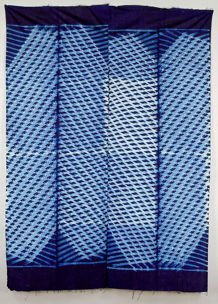 blue tie dyed plain weave cotton; adire cloth. Original from the Minneapolis Institute of Art.