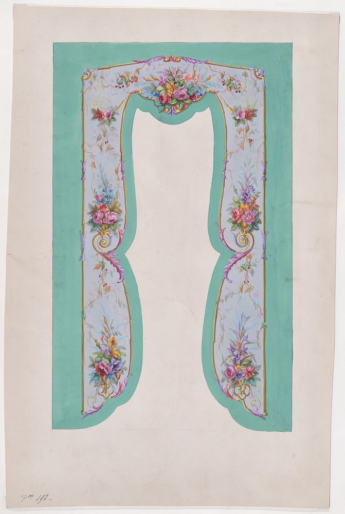 Design for a Valance with Floral Motifs