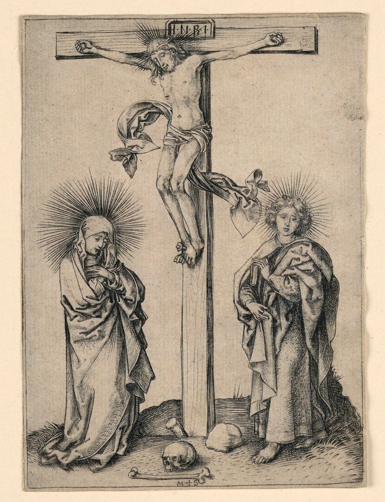 Christ on the Cross with Mary and John by Martin Schongauer