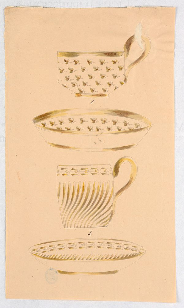 Sample Sheet, Two Designs for Cups and Saucers