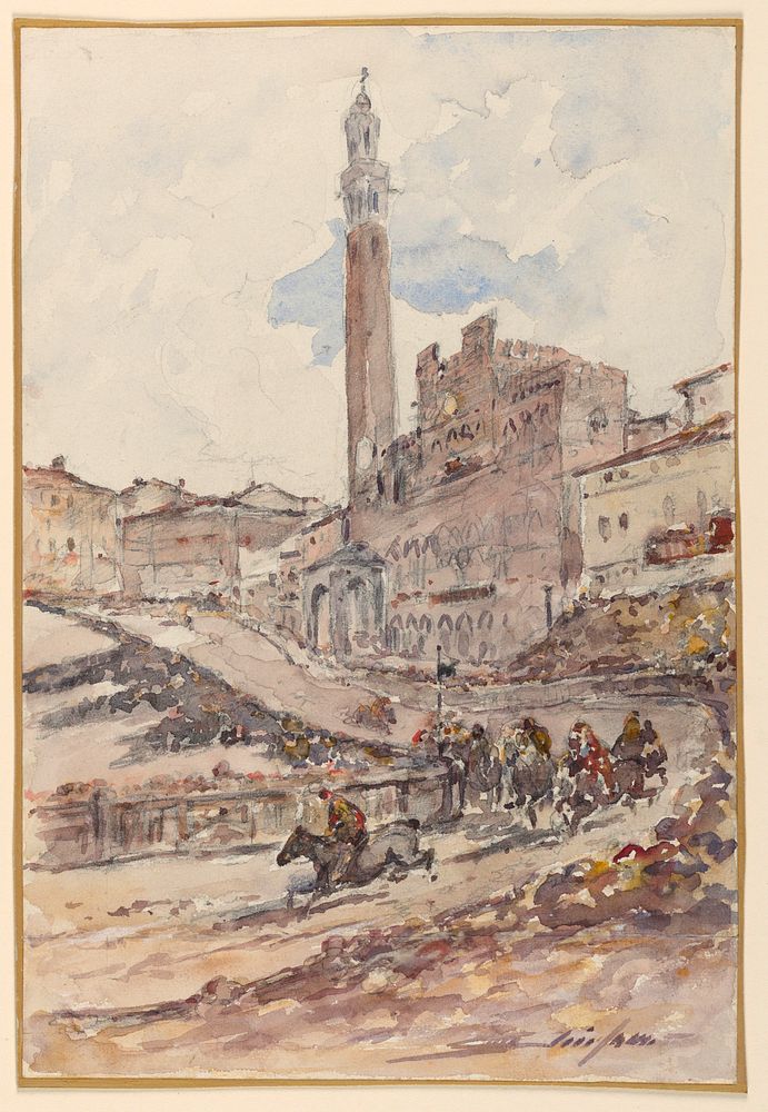 Horse Race, Siena, Italy by Walter Shirlaw, American, b. Scotland, 1838–1909