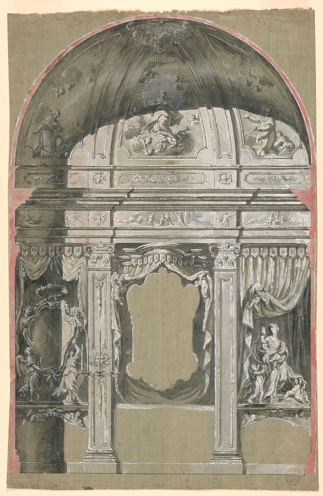 Side Chapel, with Figures of Charity, the Virgin, and Saints