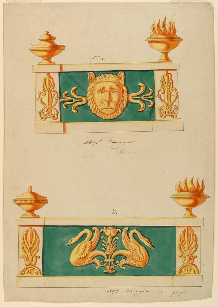 Design for two andirons, Lefebvre Manufactory