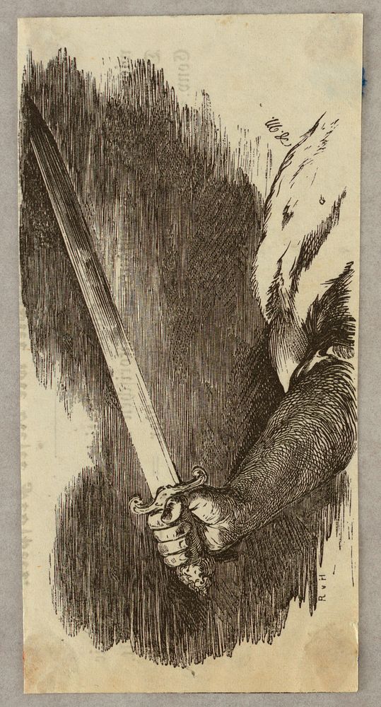 Arm with a Drawn Sword, Tailpiece for Franx Kugler's "Geschichte Friedrichs des Grossen, Leipzig, 1840–1842
